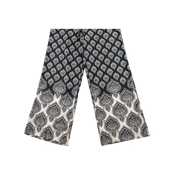 Mud Pie Paisley Wide Leg Palazzo Pants Black White L Elastic Waist - Picture 3 of 9